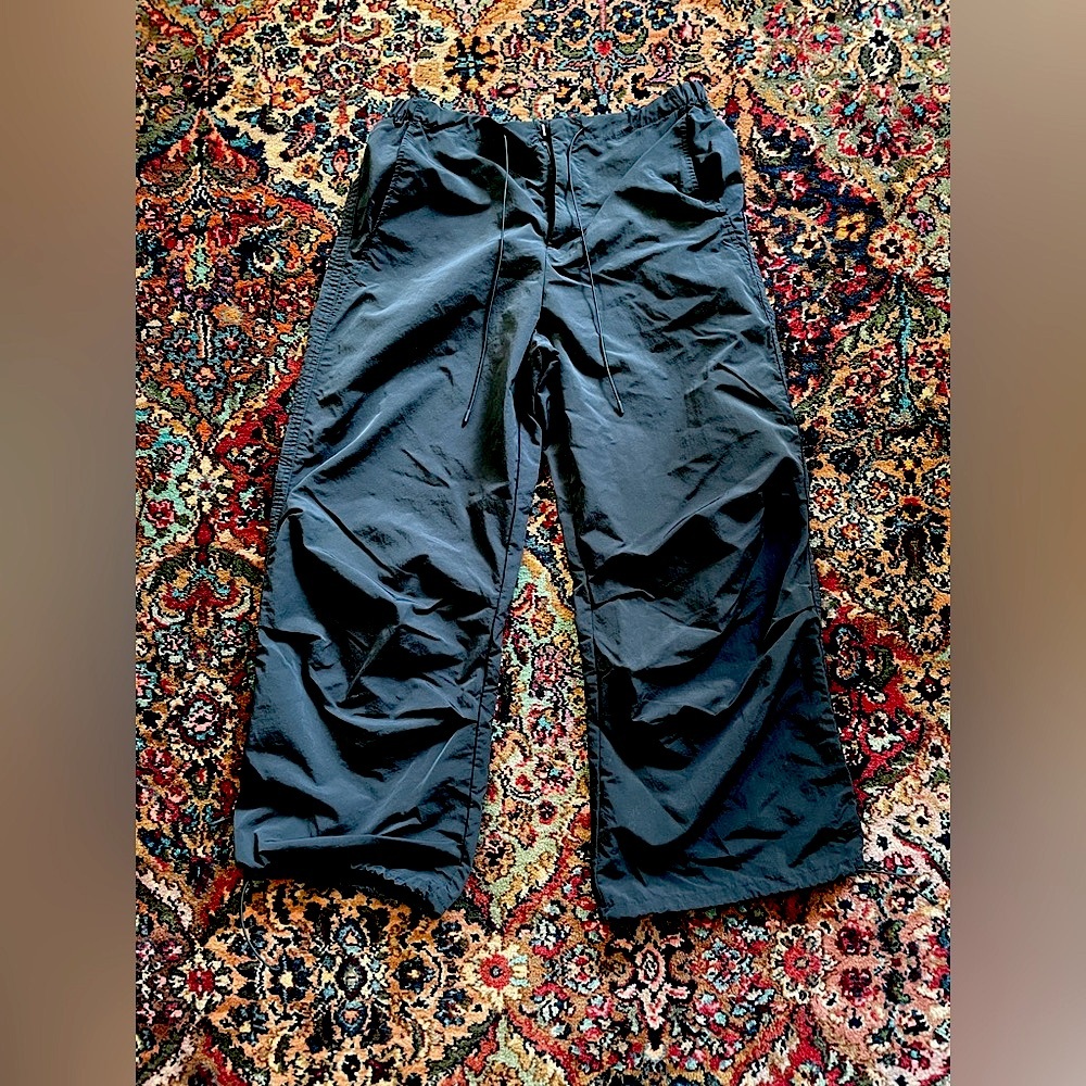 Zara Black Parachute Pants adjustable waist L